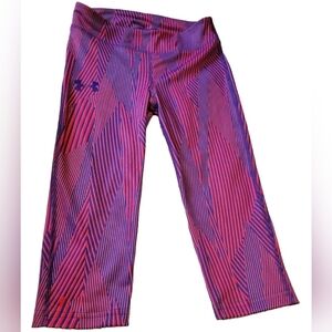 NWOT Under Armour Heatgear Girls Pink Purple Leggings Stretch UnderArmor Youth